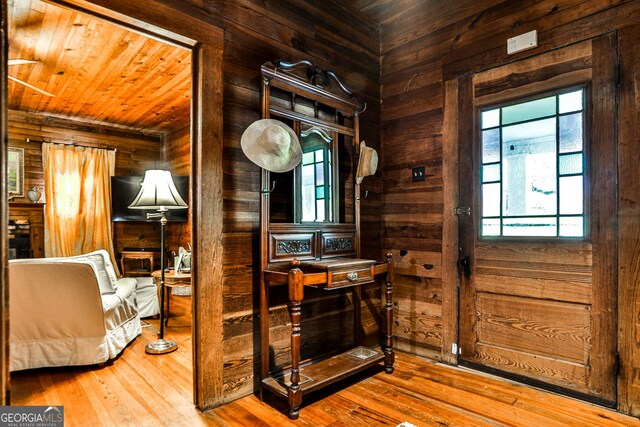 164 Manning Gin Rd, Bethlehem, GA 30620 - bathroom with wooden walls, wooden ceiling, and hardwood / wood-style flooring