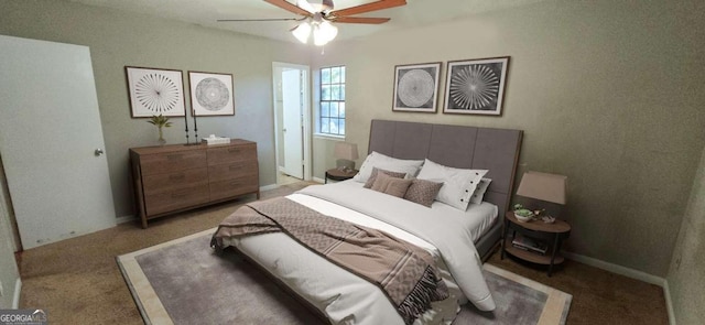 bedroom with carpet flooring and ceiling fan