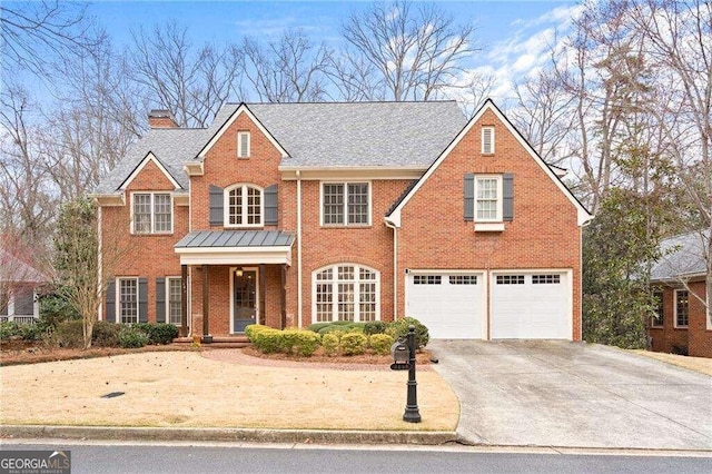 view of front of property with a garage