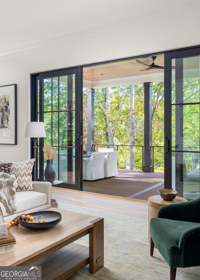 living room with wood-type flooring