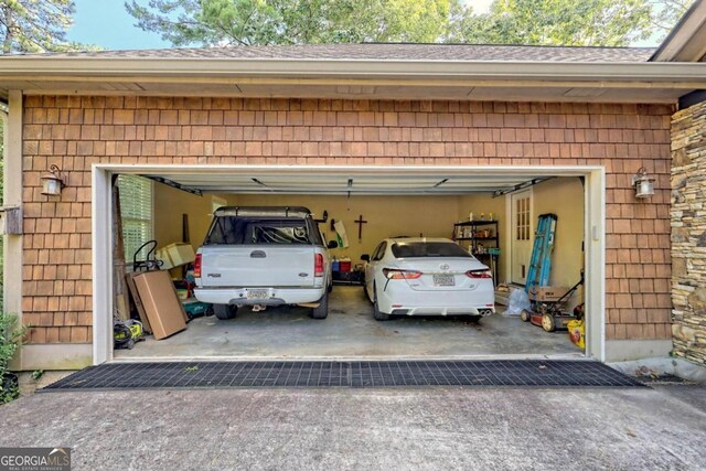 view of garage