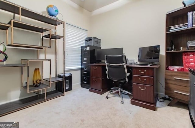 view of carpeted office space