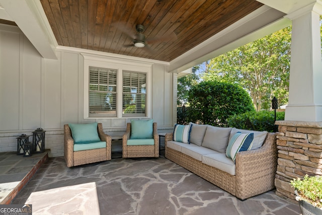 view of patio / terrace featuring ceiling fan