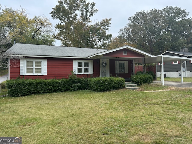 single story home with a front yard