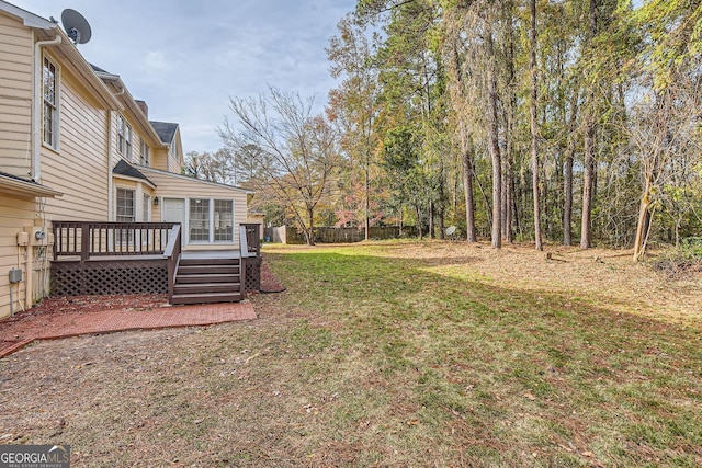 2582 Fairview Ln, Jonesboro, GA 30236 - view of yard featuring a wooden deck and fence