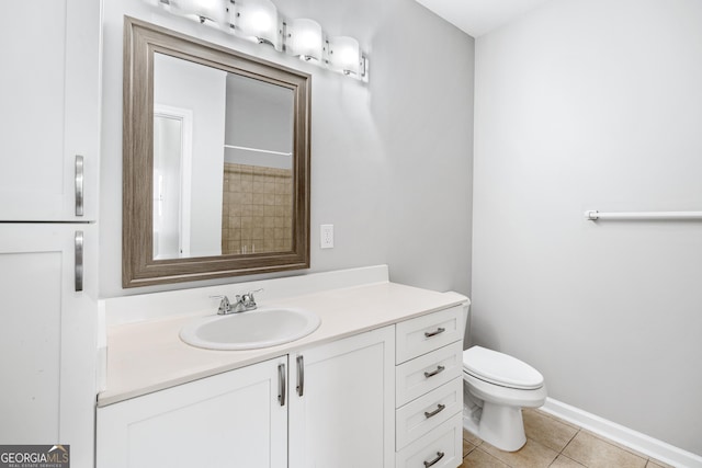 bathroom featuring tile patterned flooring, vanity, and toilet