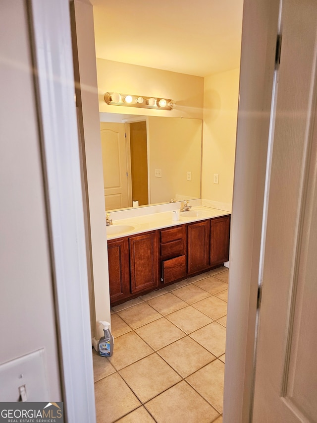 bathroom featuring vanity and tile patterned floors