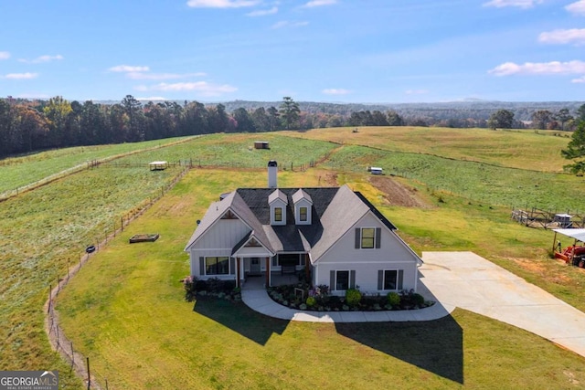 drone / aerial view with a rural view