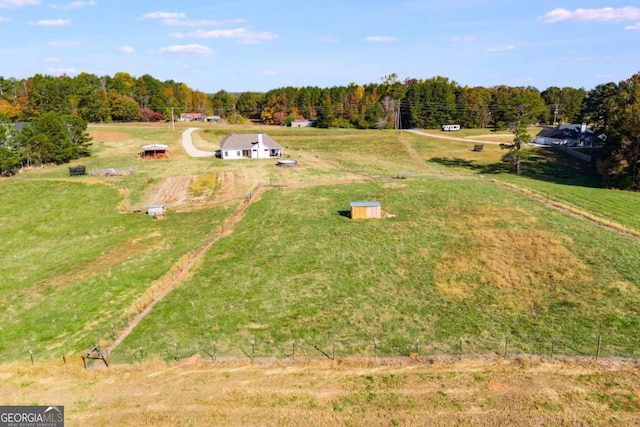 bird's eye view featuring a rural view