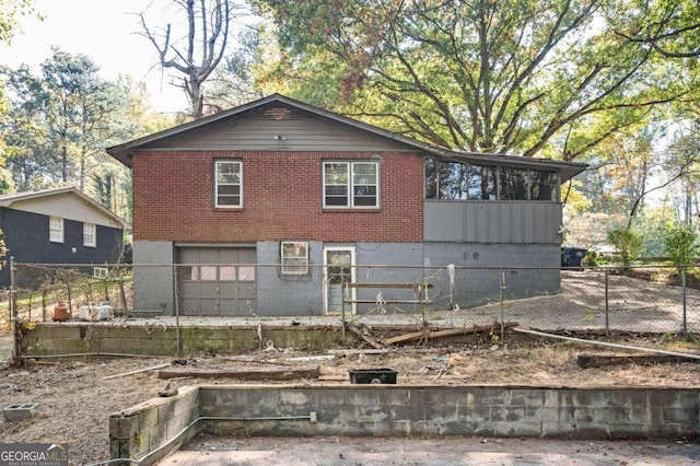 exterior space with a garage