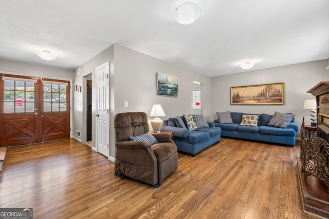 living room featuring wood-type flooring