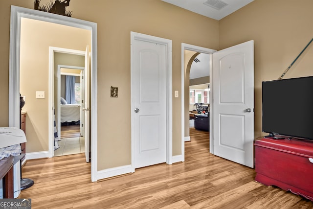 bedroom featuring light hardwood / wood-style flooring