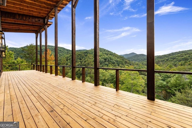 deck featuring a mountain view