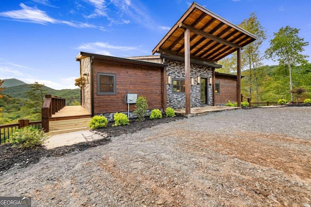 exterior space with a mountain view