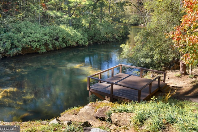 dock area featuring a water view