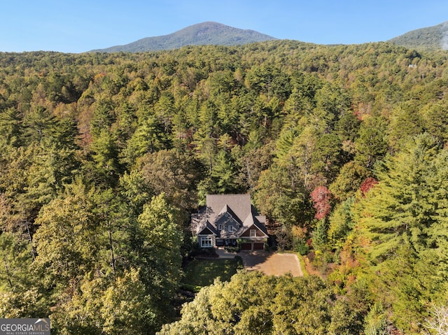 drone / aerial view with a mountain view