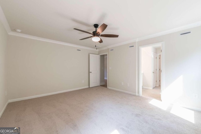 134 Henley St W Unit 09, Canton, GA 30114 - unfurnished bedroom with light colored carpet, ornamental molding, baseboards, and a ceiling fan
