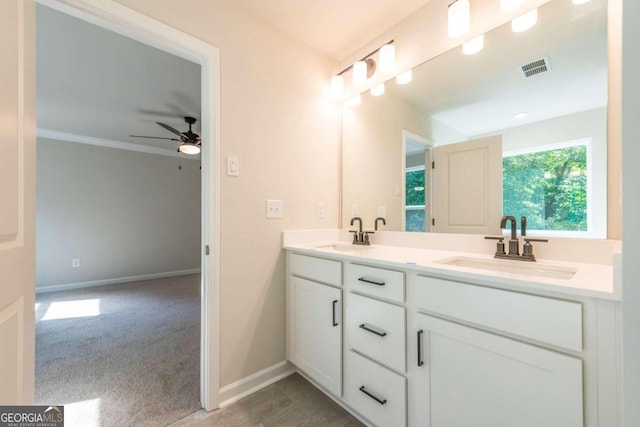 134 Henley St W Unit 09, Canton, GA 30114 - full bathroom with ceiling fan, double vanity, and baseboards