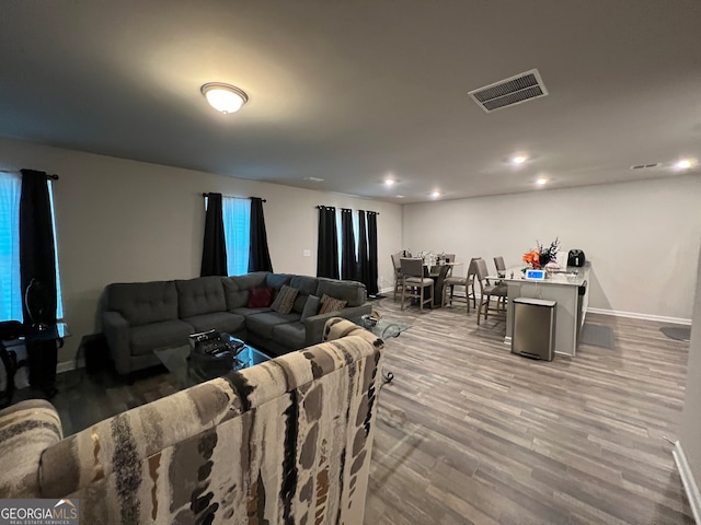 living room with wood-type flooring