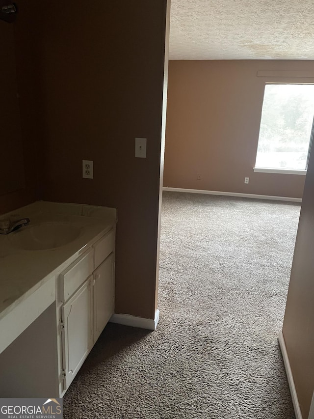 8596 Creekwood Way, Jonesboro, GA 30238 - bathroom featuring baseboards, a textured ceiling, and vanity