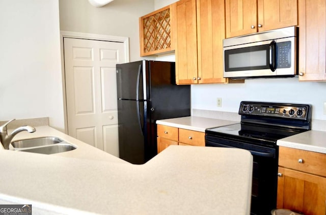 kitchen with black appliances and sink