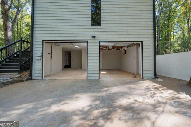 view of garage