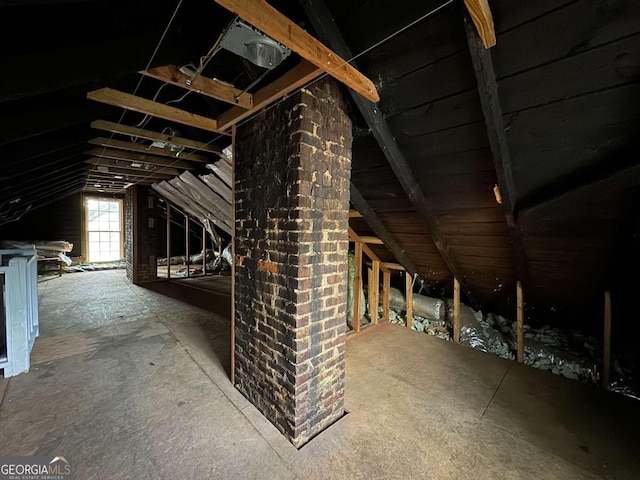 view of unfinished attic