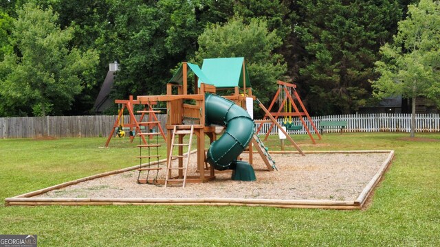 view of play area with a lawn