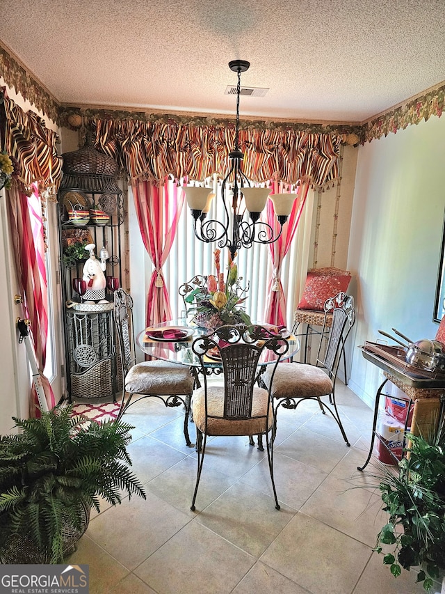 dining area with a textured ceiling