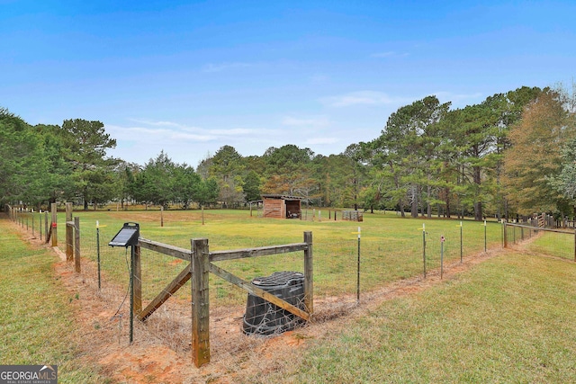 view of yard featuring a rural view