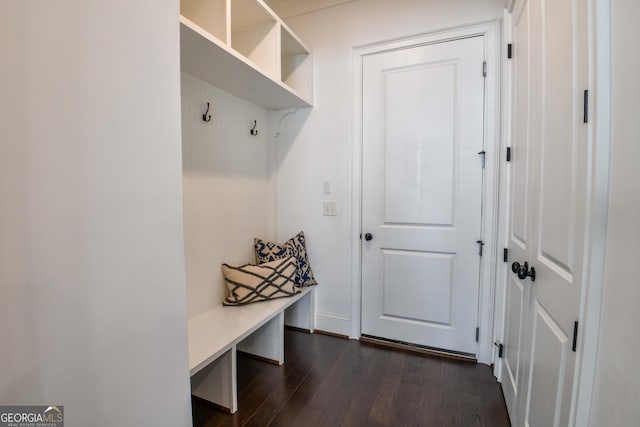 mudroom featuring dark hardwood / wood-style floors