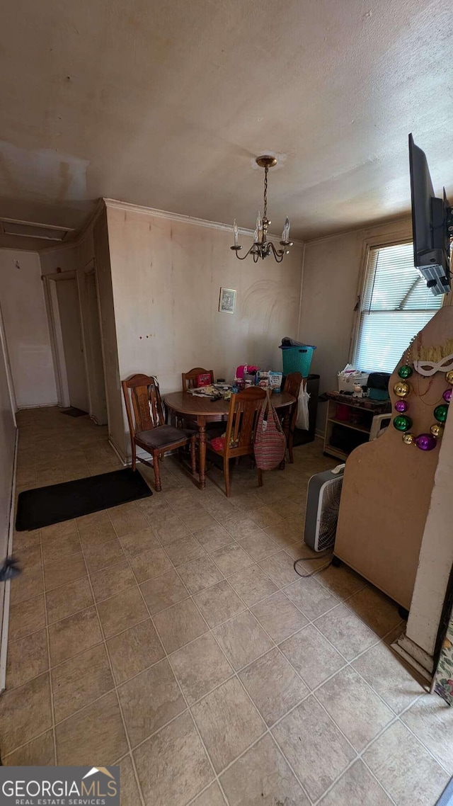 1870 Bethlea Ave, Macon, GA 31204 - dining space with a chandelier and light tile patterned flooring