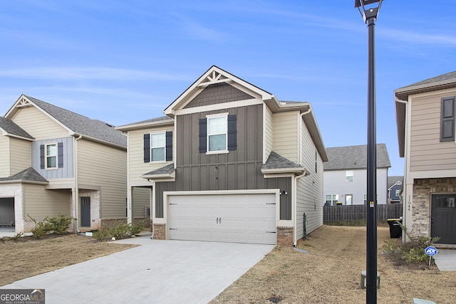 view of front of property with a garage