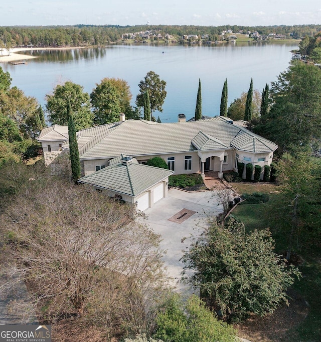 view of subject property featuring a large body of water
