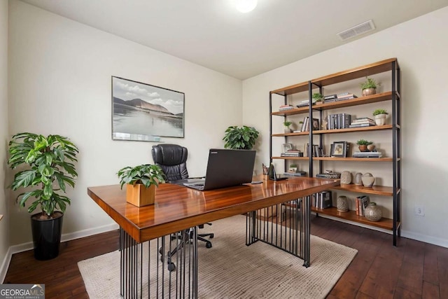 office featuring dark wood-type flooring