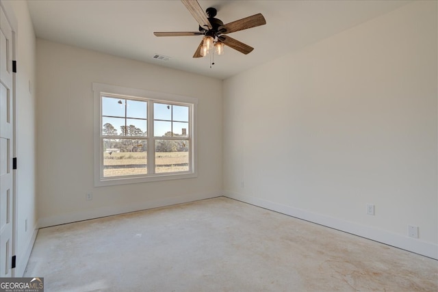 spare room featuring ceiling fan