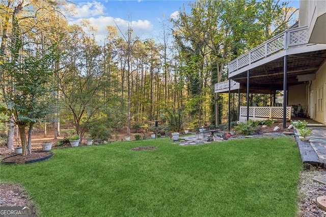 456 N Saint Marys Ln, Marietta, GA 30064 - view of green lawn with a wooden deck