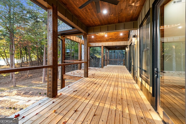 deck featuring ceiling fan