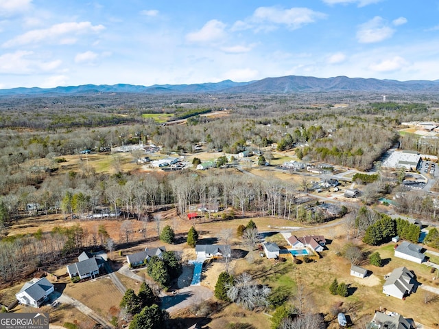 aerial view with a mountain view