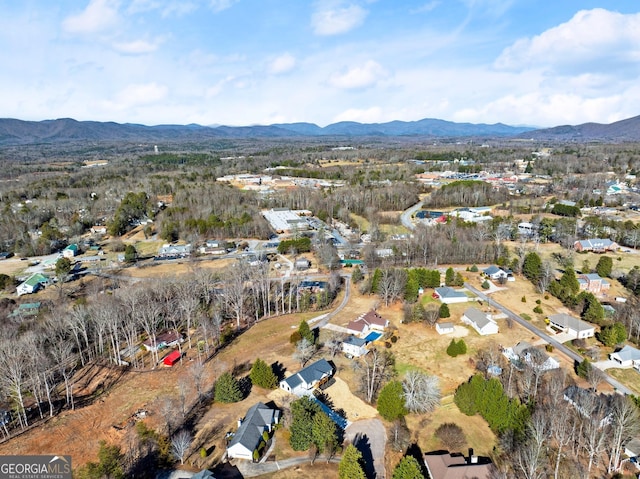 bird's eye view featuring a mountain view