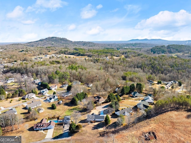 aerial view with a mountain view