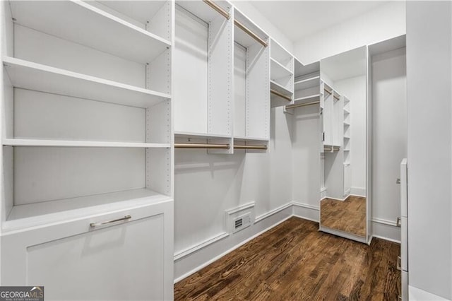 walk in closet featuring dark hardwood / wood-style floors