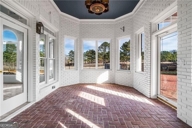 view of unfurnished sunroom