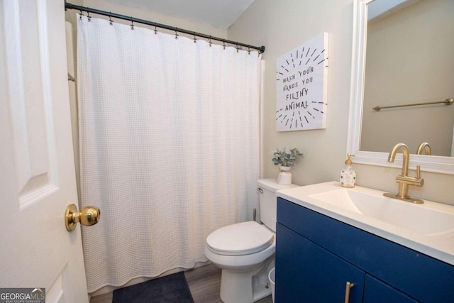 50 Carthedge Trce, Newnan, GA 30263 - full bathroom with toilet, vanity, and a shower with curtain