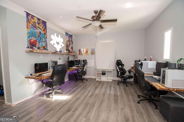 50 Carthedge Trce, Newnan, GA 30263 - office featuring baseboards, a ceiling fan, and wood finished floors