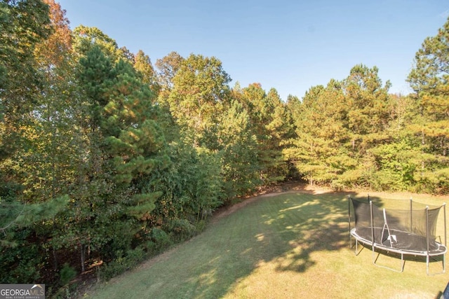 50 Carthedge Trce, Newnan, GA 30263 - view of yard featuring a wooded view and a trampoline