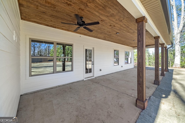 view of patio / terrace featuring ceiling fan