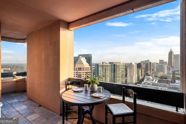 balcony with a view of city