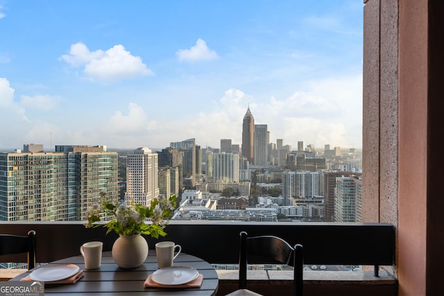 balcony with a view of city