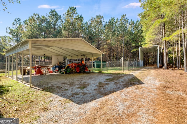 exterior space featuring a carport